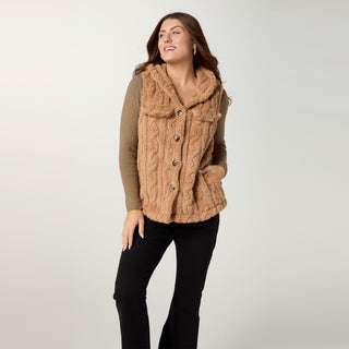 Andi Hooded Vest with Pockets - Brown Apricot