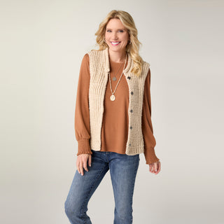Palla Knit Vest with Rolled Collar - Oatmeal