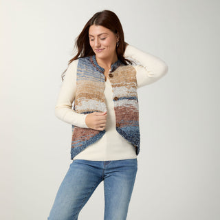 Caspia Ombre Knit Vest - Dusty Blue/Tan