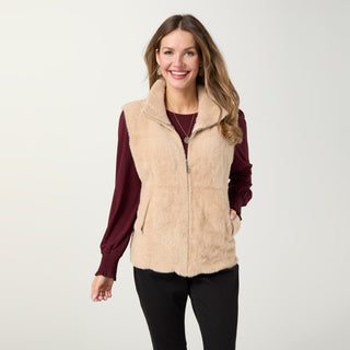 Avante Front Zip Vest with Pockets - Doeskin