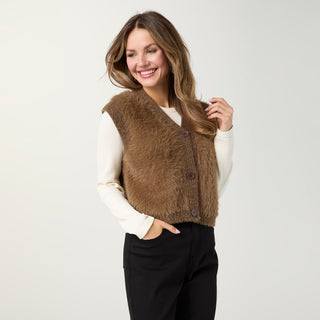 Jordanna Brushed Knit Vest - Chocolate