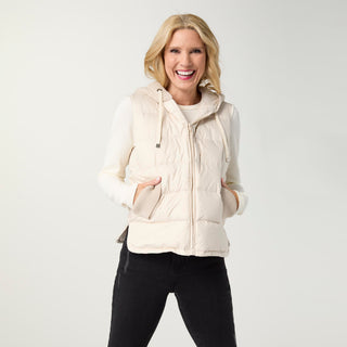 Casey Down Filled Vest with Contrast Sweater - Winter White