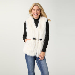 Cordova Faux Fur Vest with Front Closure - Winter White