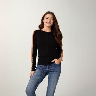 Gretel Knit Long Sleeve Top - Black/Camel