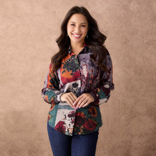 Ronja Colorblock Floral Print Blouse - Autumn Medley