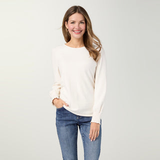 Shantel Crew Neck Long Sleeve Top - Ivory