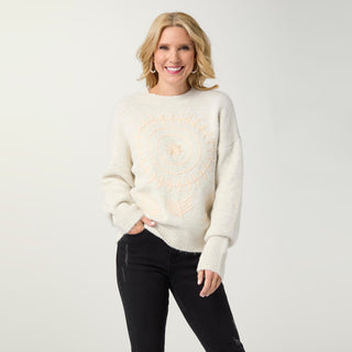 Beaumont Sweater with Tonal Embroidery - Oatmeal
