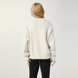 Beaumont Sweater with Tonal Embroidery - Oatmeal