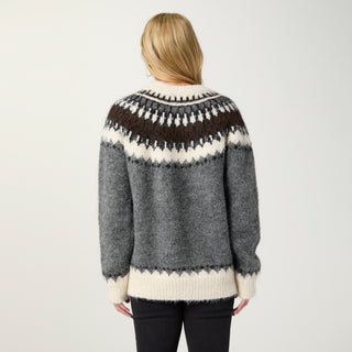 Perissa Heavy Mock Neck Sweater - Grey/Mocha/Cream