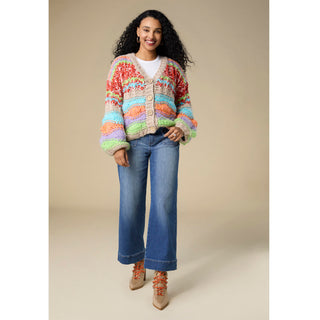 Maloti Chunky Button Front Cardigan - Bright Multi