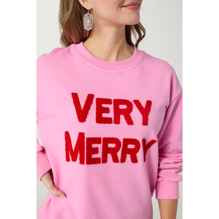 Very Merry Sweatshirt - Pink