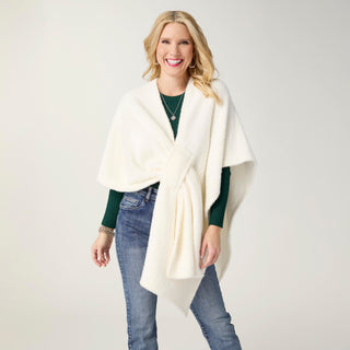 Elaina Tinsel Wrap w/ Pull Thru - Winter White