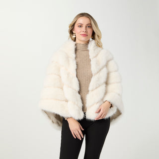 Serenity Faux Fur Zip Front Cape Wrap - Winter White