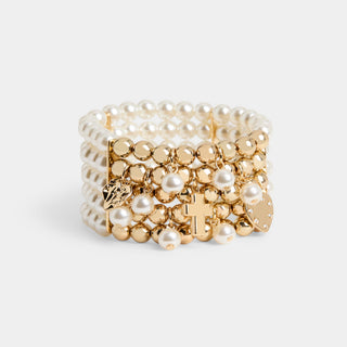 Pearl Charm Statement Bracelet - Pearly White