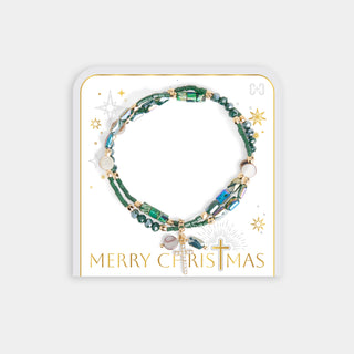 Merry Christmas Bracelet - Green/Gold
