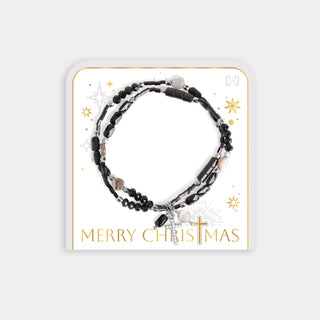 Merry Christmas Bracelet - Black/Silver