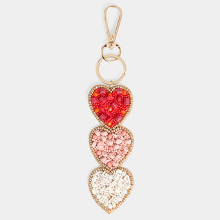 Hearts Bag Charm - Red/Pink
