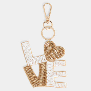 Love Bag Charm - Gold/White