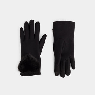 Heart Pom Touchscreen Gloves - Black