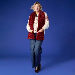 Anika Hidden Pocket Scarf - Red