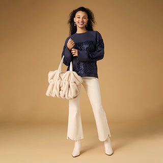Solene Faux Fur Tote - Hazelnut