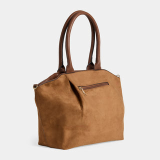 Zelina Faux Suede Tote + Crossbody - Cognac