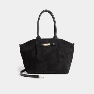 Zelina Faux Suede Tote + Crossbody - Black