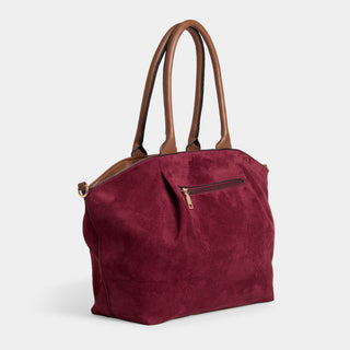 Zelina Faux Suede Tote + Crossbody - Merlot