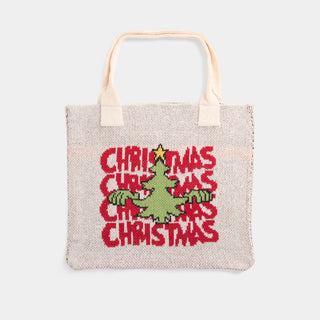 Christmas Shopper Tote - Cream/Red