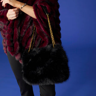 Shayla Faux Fur Convertible Crossbody - Black