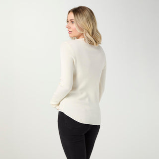 Kym Soft Henley Top with Buttons - Ivory
