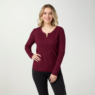 Kym Soft Henley Top with Buttons - Merlot