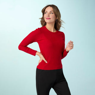 Helena Soft Contour Lightweight Sweater - Tango Red