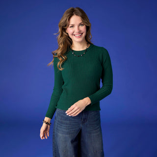Helena Soft Contour Lightweight Sweater - Hunter Green