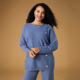 Heavenly-Luxe Button Detail Sweater - Stone