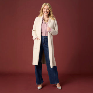 Heavenly-Luxe Metallic Stripe Duster Cardigan - Oatmeal