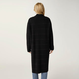 Heavenly-Luxe Metallic Stripe Duster Cardigan - Black