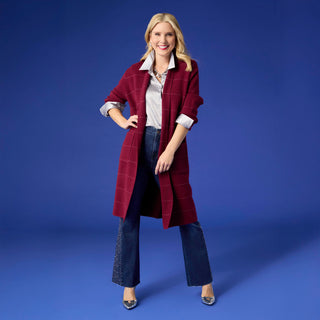 Heavenly-Luxe Metallic Stripe Duster Cardigan - Burgundy