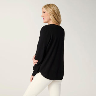 Lightweight Heavenly-Luxe Embellished Circle Sweater - Black