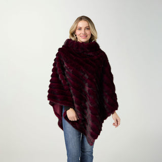 Wrenley Faux Fur Poncho - Merlot/Black
