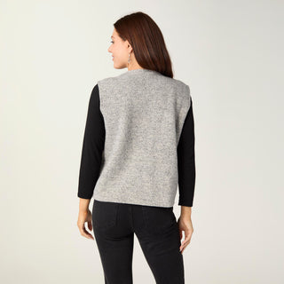 Alana Metallic Vest with Faux Pearls - Grey
