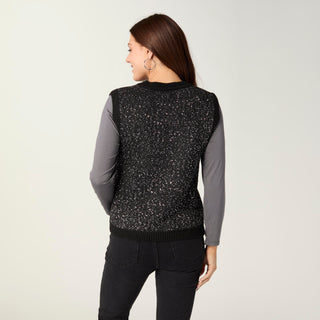 Fatima Sequin Pullover Vest - Black