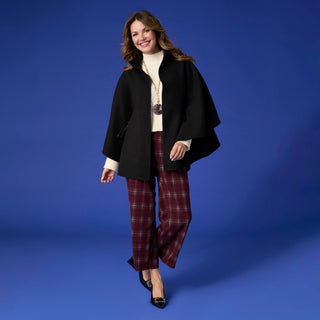 Mallory Wide Leg Crop Plaid Pant - Merlot