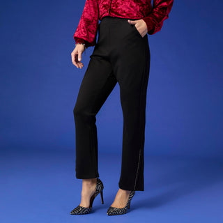 Celyse Baby Flare Pant with Lace and Rhinestones - Black