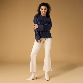 Willa Flare Pant with Curved Hem - Feather