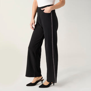 Georgie Wide Leg with Sparkle Stripe - Black