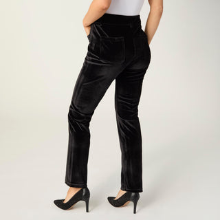 Melany Velour Straight Leg with Patch Pockets - Black
