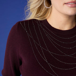Lauren Lightweight Sweater with Rhinestone Front - Black