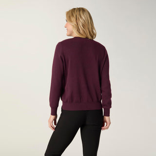 Lauren Lightweight Sweater with Rhinestone Front - Eggplant