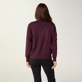 Lauren Lightweight Cardigan with Embellished Sleeve - Eggplant